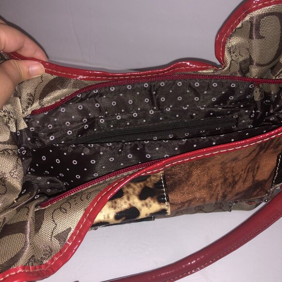 Brown and Red Sparkly Purse Snap and Zipper Closure - Picture 8 of 11